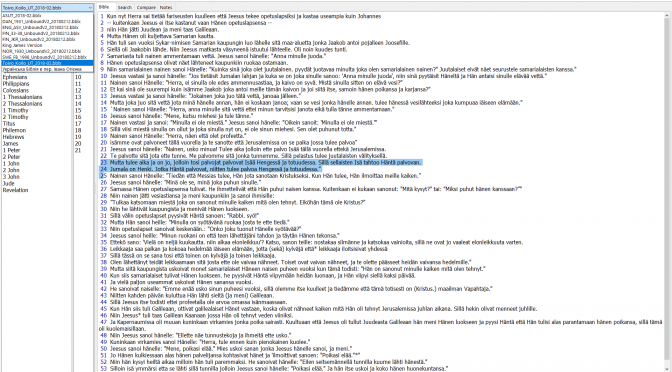 Ilmaiselle Ubnound Bible V2.01 ohjelmalle paljon suomenkielisiä Raamattuja sekä SFB 1998!