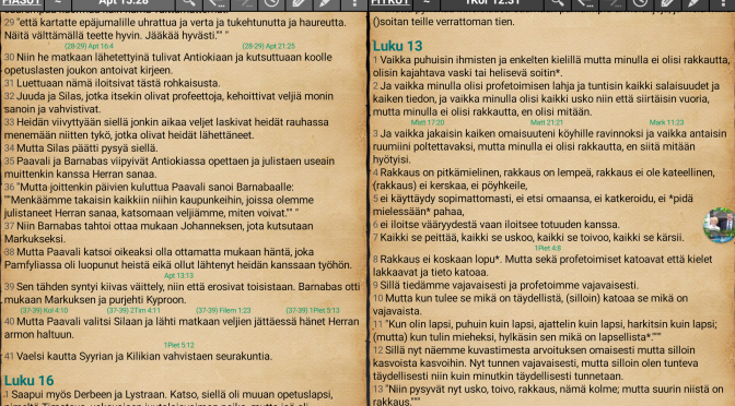 Toivo Koilo ja Aapeli Saarisalon UT Android MyBible käyttöjärjestelmälle