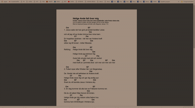 HELIGE ANDE FALL ÖVER MIG – KERRAN LAUSUI JEESUS TULTA OLEN TULLUT HEITTÄMÄÄN, GOSPEL ON TEHTY RUOTSIKSI, MP3, PDF