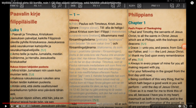 MyBible Android Raamattuohjelman siirto SD kortille ja pikakäyttöönotto