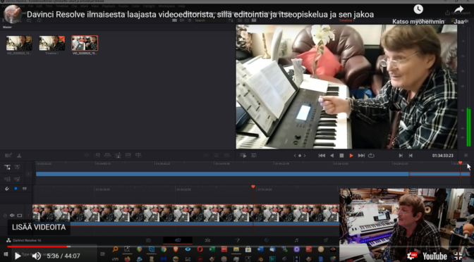 Video Davinci Resolve ilmaisesta laajasta videoeditorista, sillä editointia ja itseopiskelua