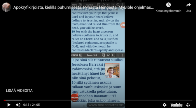 Apokryfikirjoista, kielillä puhumisesta, Pyhästä Hengestä, MyBible ohjelmasta