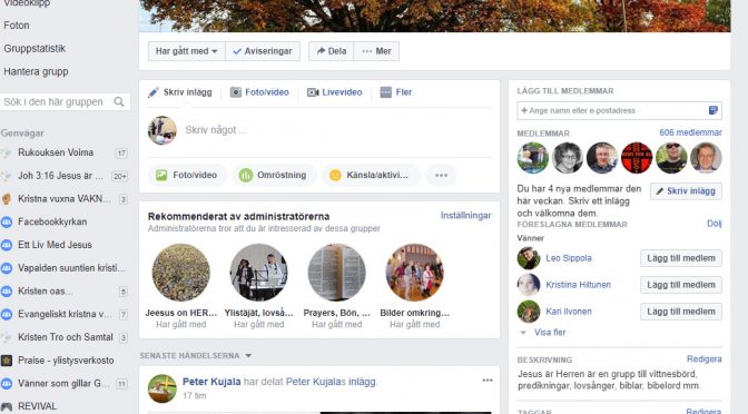 Du är välkommen vår Facebook grupp Jesus är Herren!